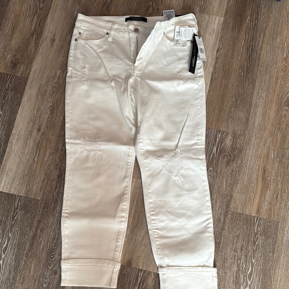 Liverpool White Cropped Ankle Jeans